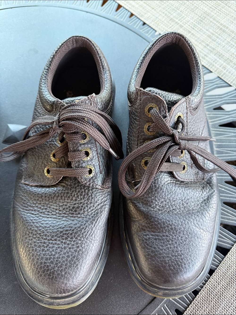 Dr. Martens Brown Pebbled Leather Lace-Up Oxfords